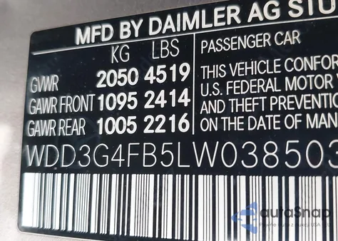 2020 Mercedes-Benz A 220 4Matic from USA, damaged, VIN WDD3G4FB5LW038503